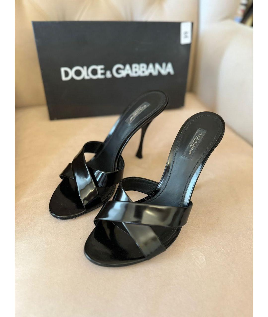 DOLCE&GABBANA Черные кожаные мюли, фото 5