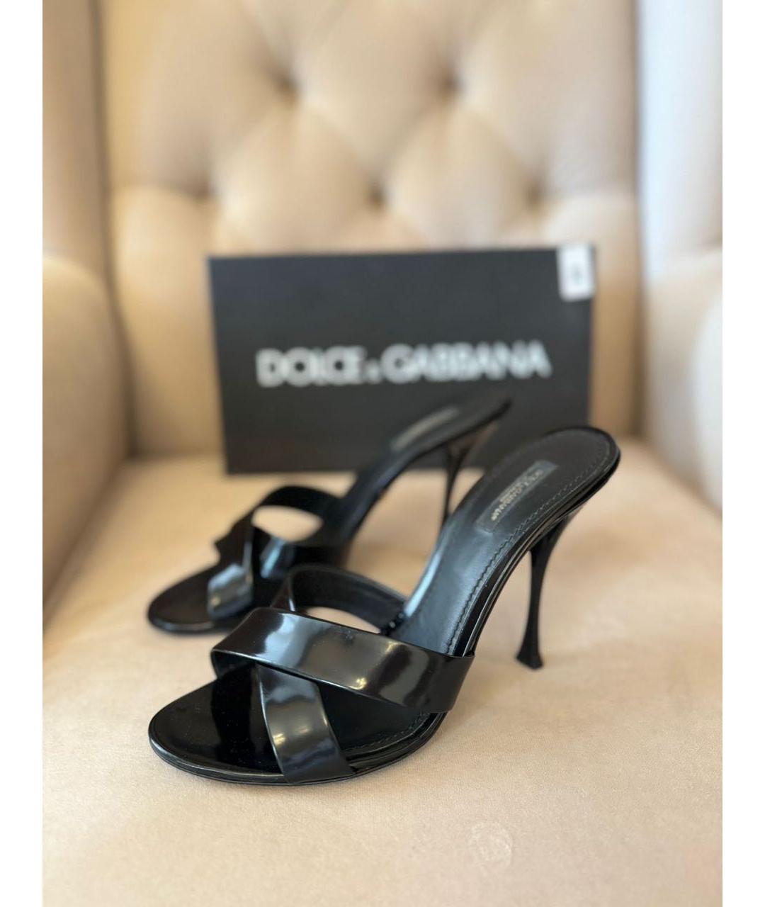 DOLCE&GABBANA Черные кожаные мюли, фото 4