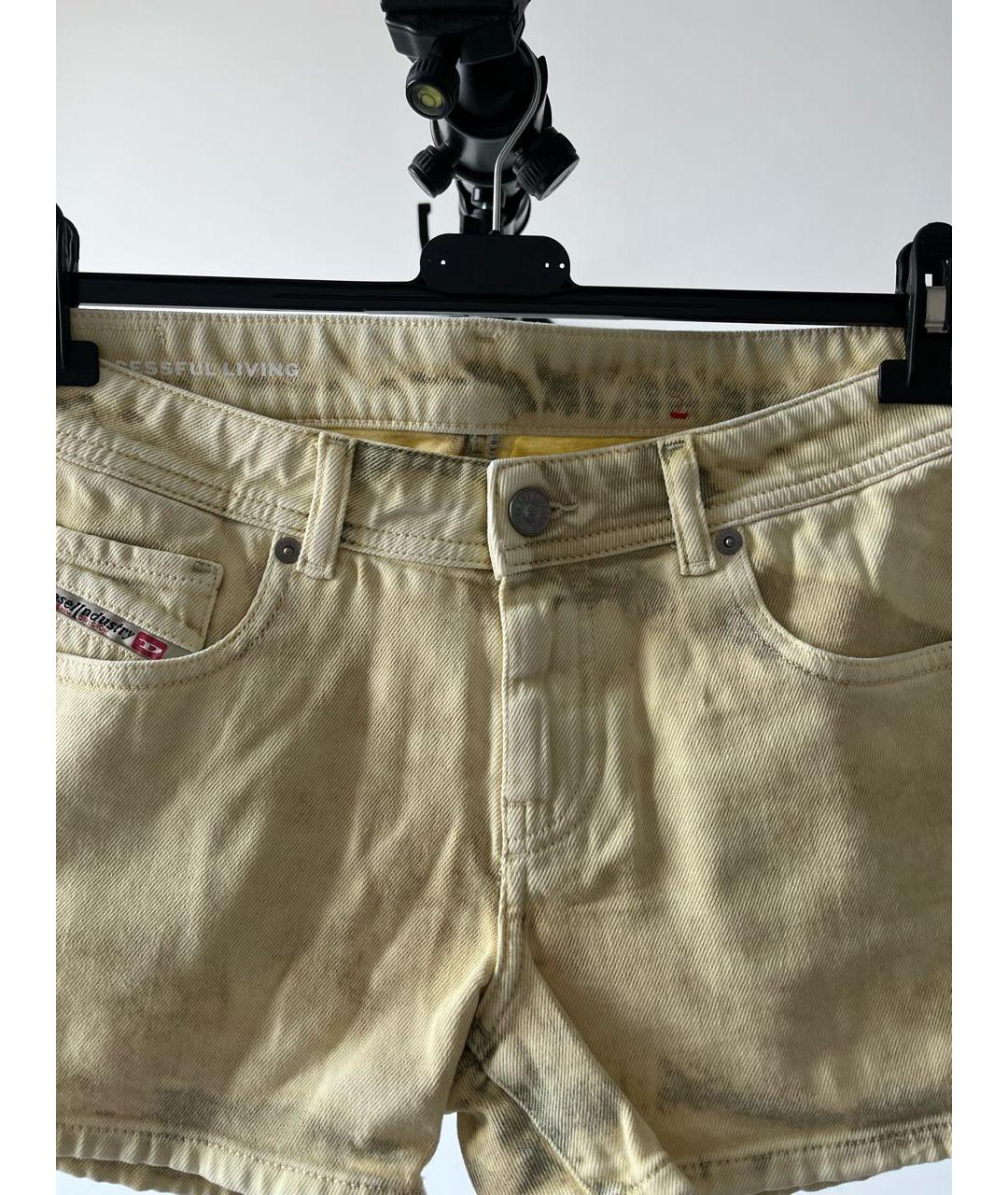 DIESEL Желтые хлопко-эластановые шорты, фото 3