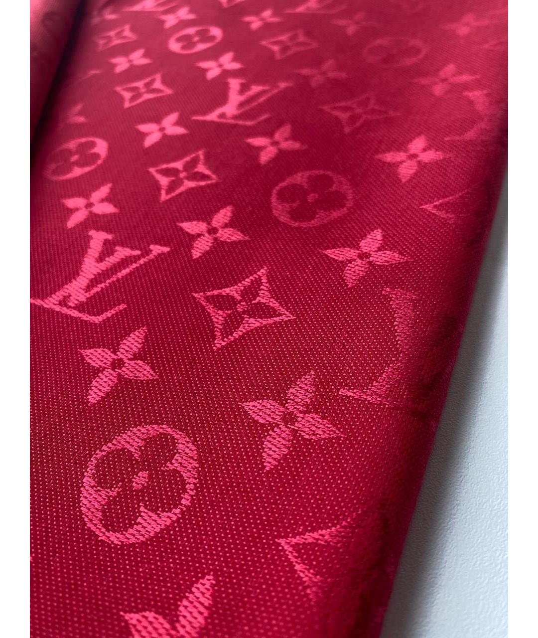 LOUIS VUITTON Красный шелковый платок, фото 4