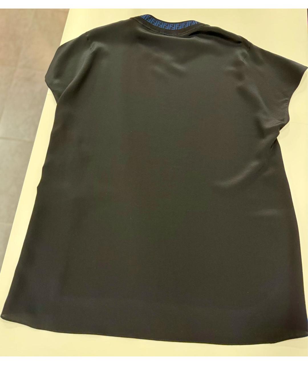 FENDI Черная шелковая футболка, фото 2
