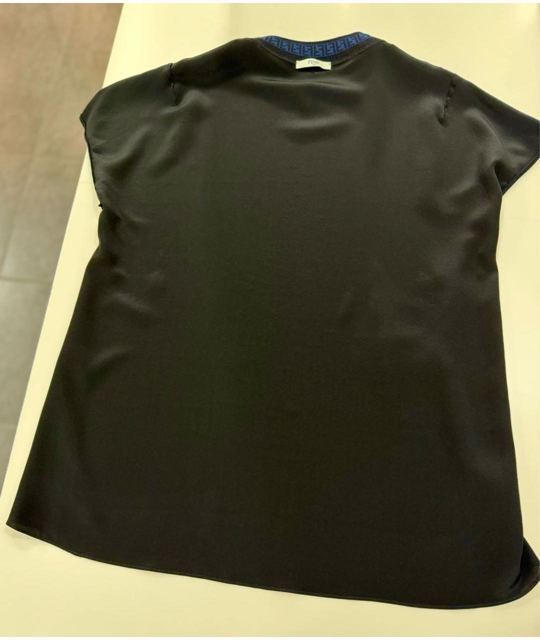 FENDI Черная шелковая футболка, фото 3