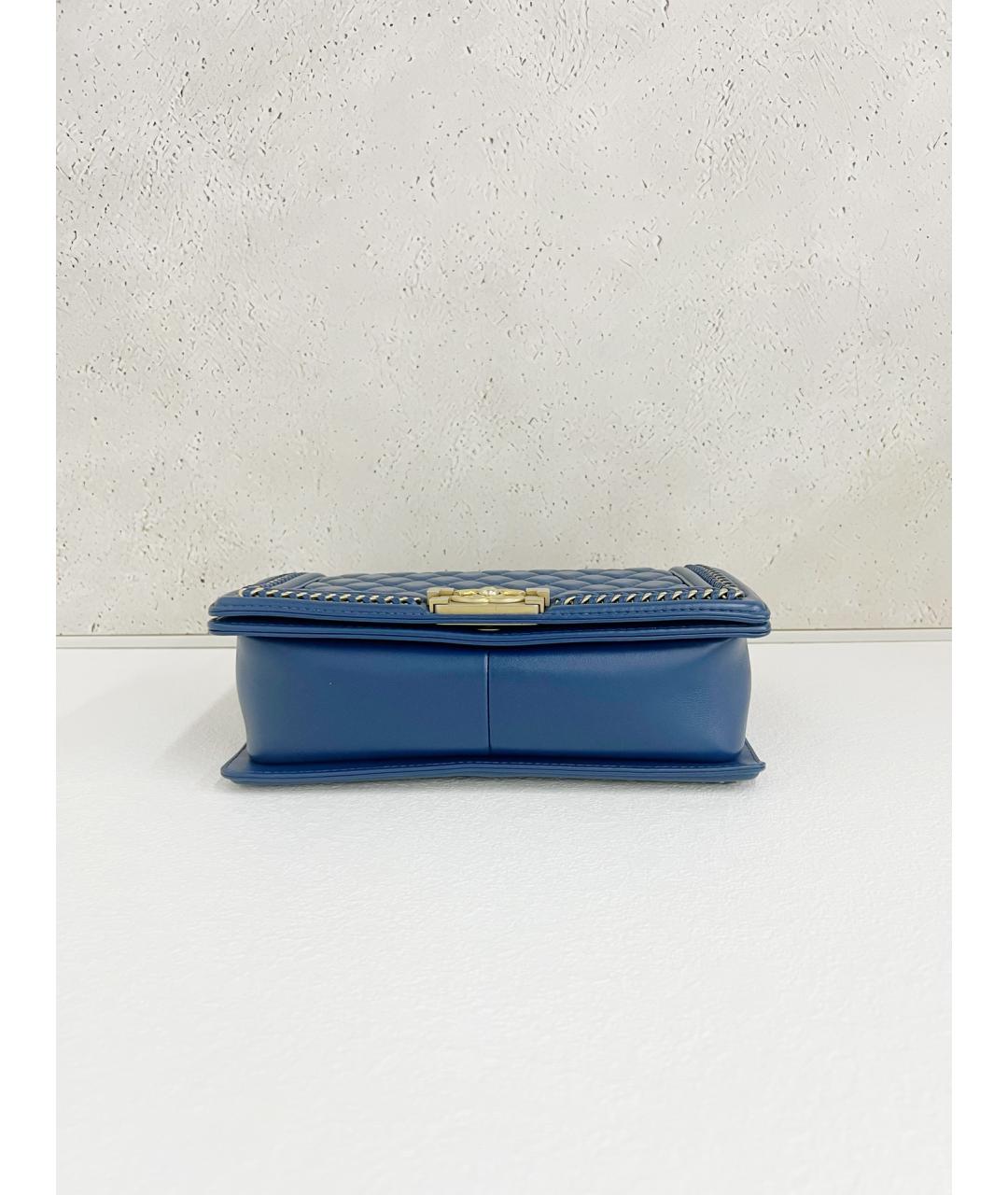 CHANEL PRE-OWNED Синяя кожаная сумка с короткими ручками, фото 5