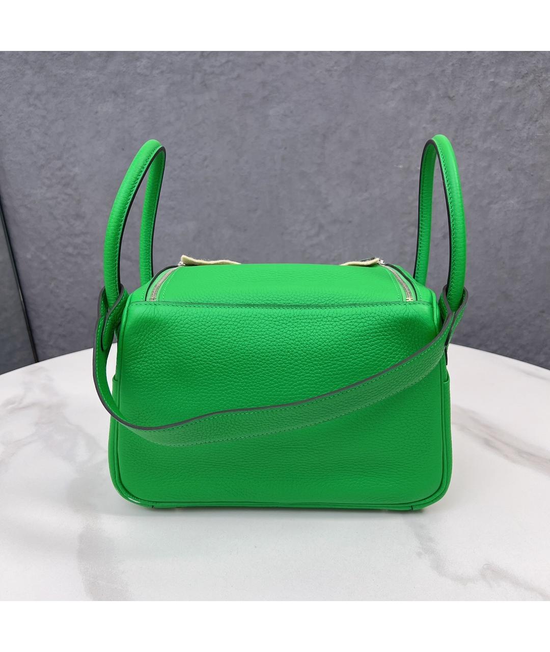 HERMES PRE-OWNED Зеленая кожаная сумка с короткими ручками, фото 8