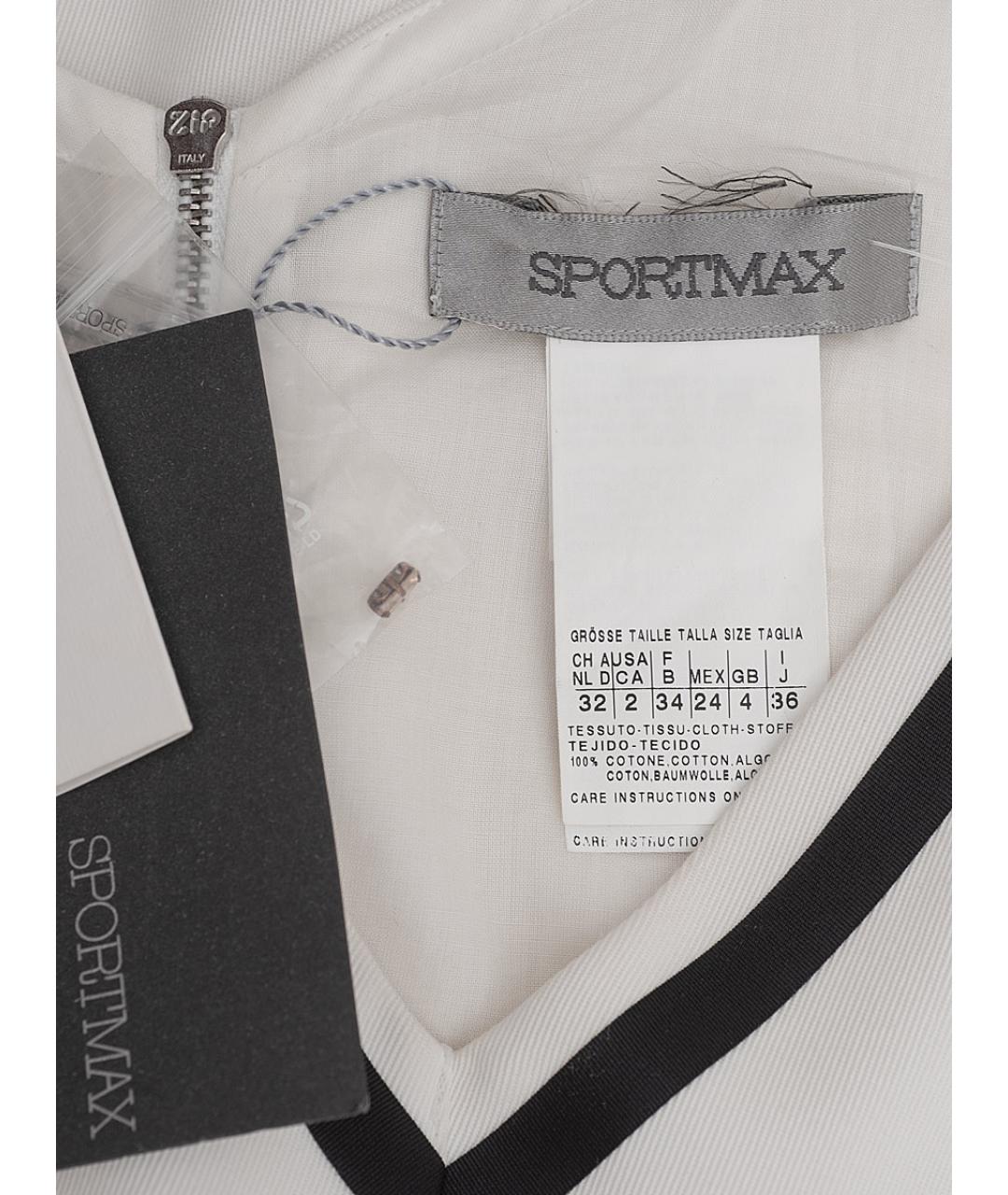 SPORTMAX Белое хлопковое повседневное платье, фото 3