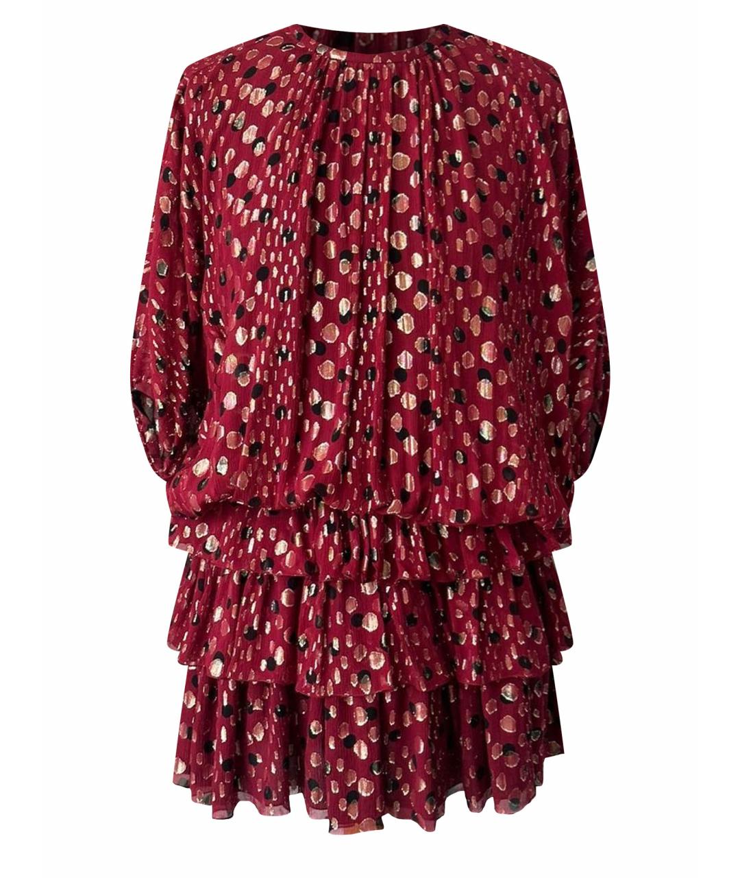 SAINT LAURENT Бордовое шелковое коктейльное платье, фото 1
