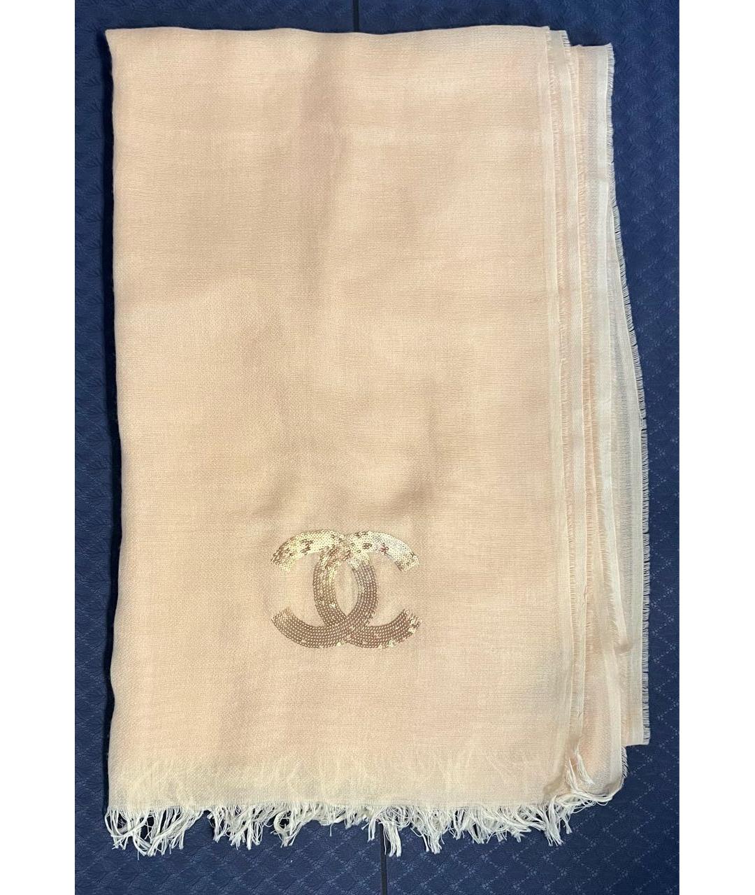 CHANEL Бежевый кашемировый платок, фото 5