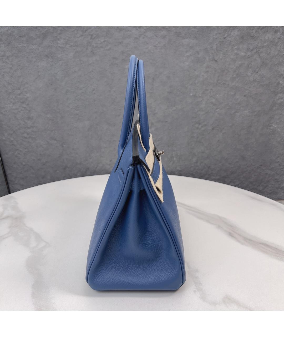HERMES PRE-OWNED Голубая кожаная сумка с короткими ручками, фото 9