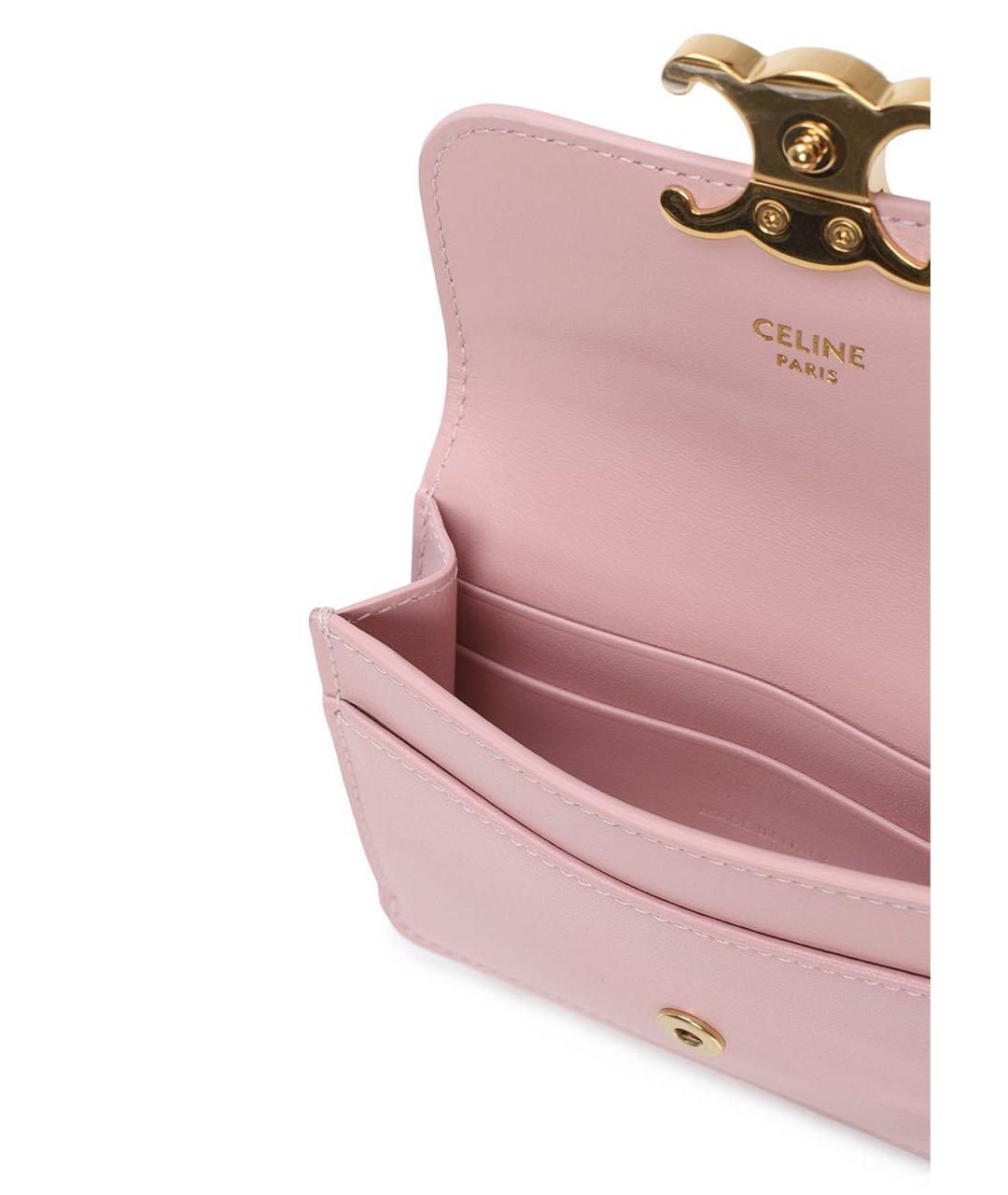 CELINE PRE-OWNED Розовый кожаный кардхолдер, фото 3