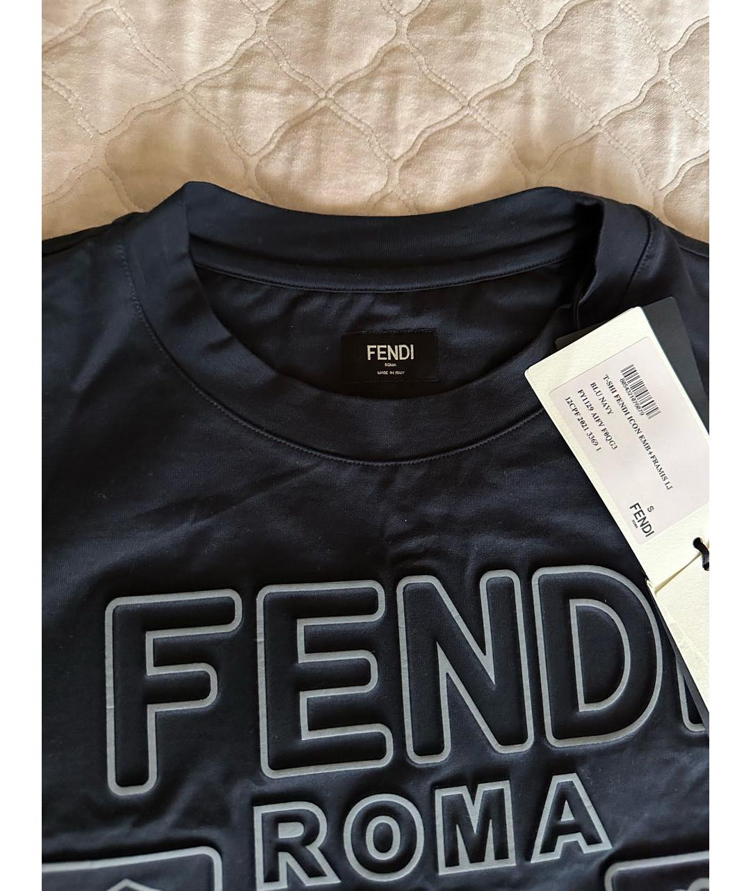 FENDI Черная хлопковая футболка, фото 5