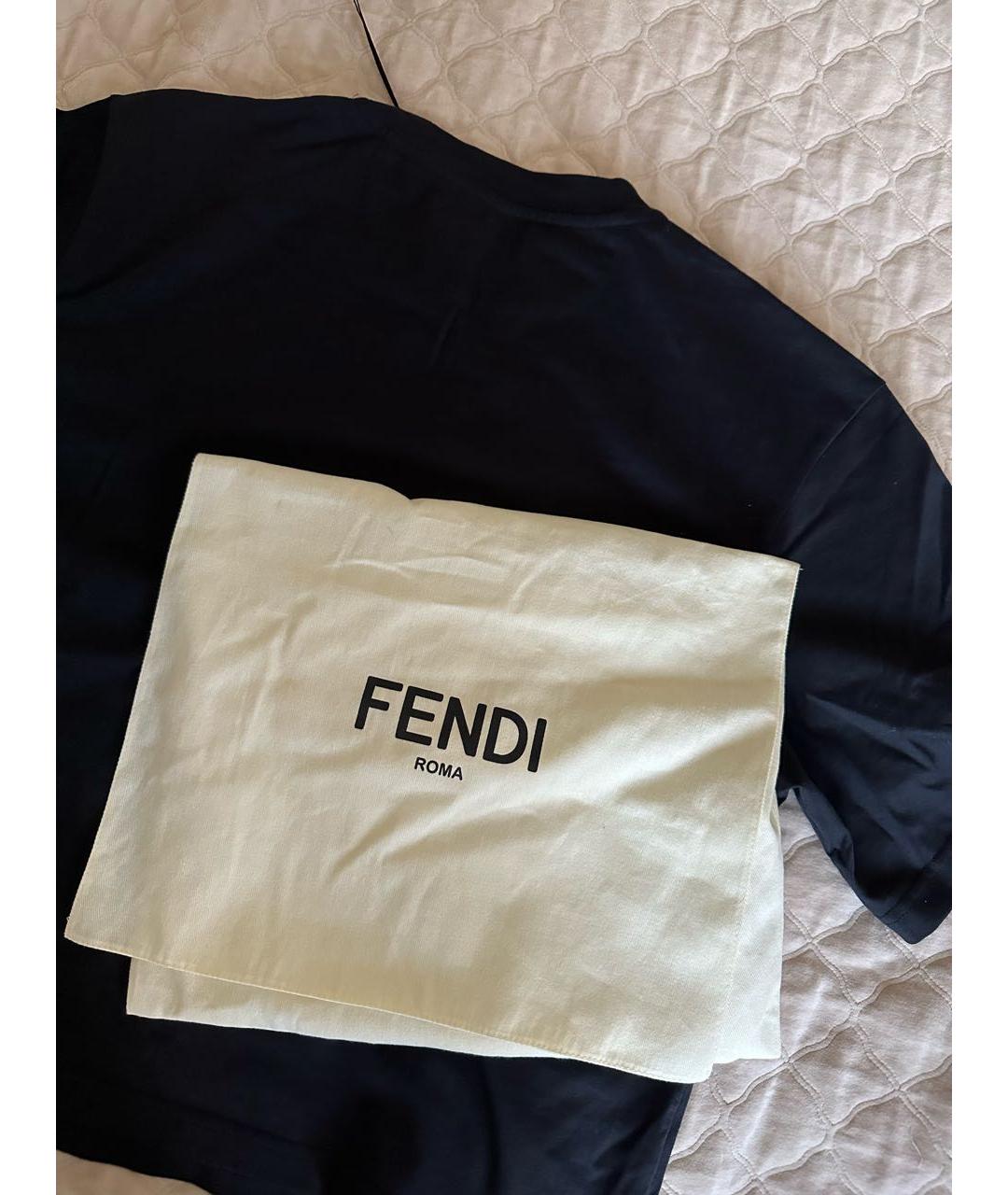 FENDI Черная хлопковая футболка, фото 8