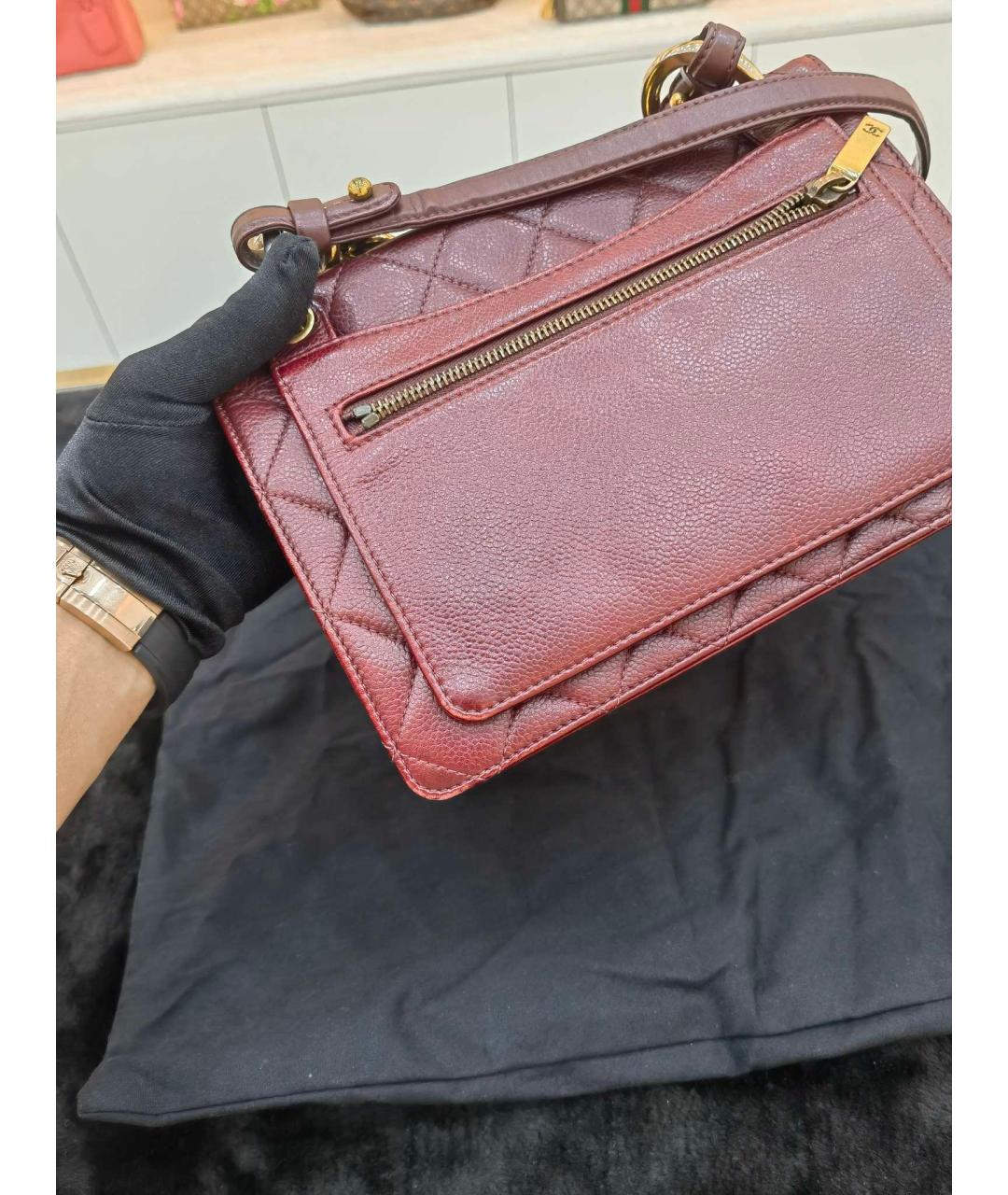 CHANEL PRE-OWNED Бордовая кожаная сумка через плечо, фото 2