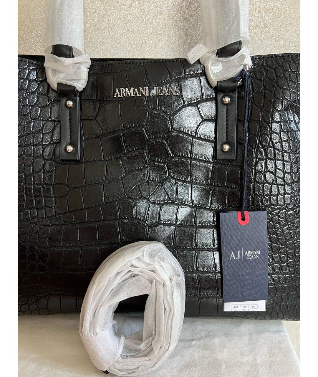 ARMANI JEANS Черная сумка с короткими ручками из искусственной кожи, фото 6