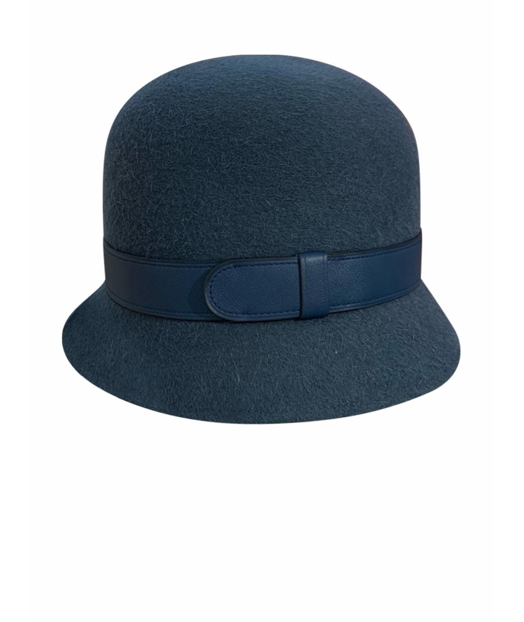 HERMES Темно-синяя кашемировая шляпа, фото 1