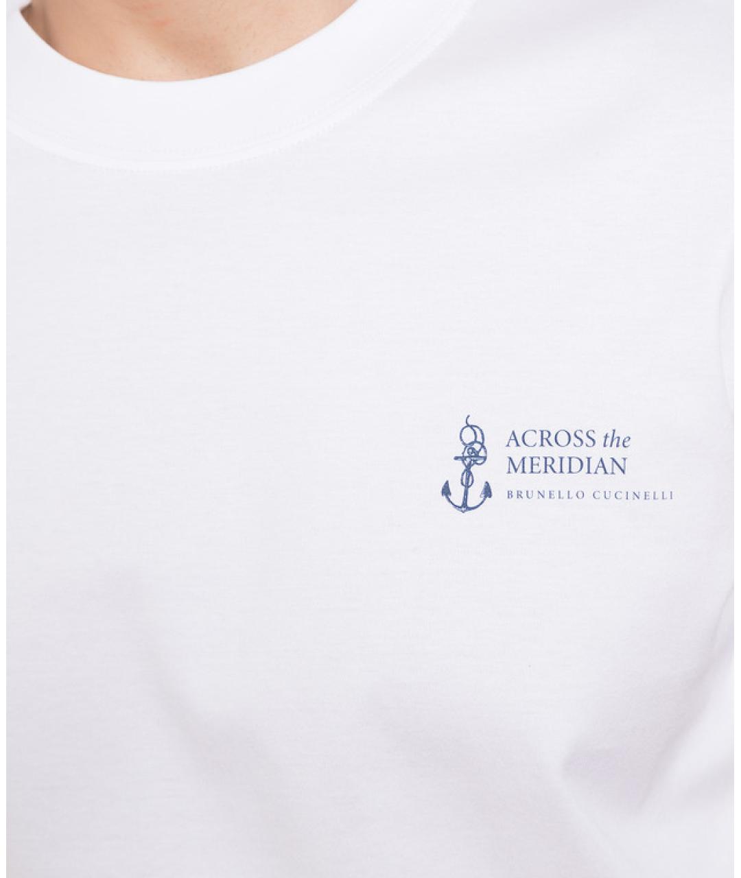 BRUNELLO CUCINELLI Белая хлопковая футболка, фото 4