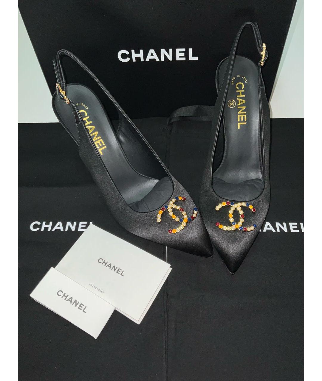 CHANEL PRE-OWNED Черные текстильные туфли, фото 2
