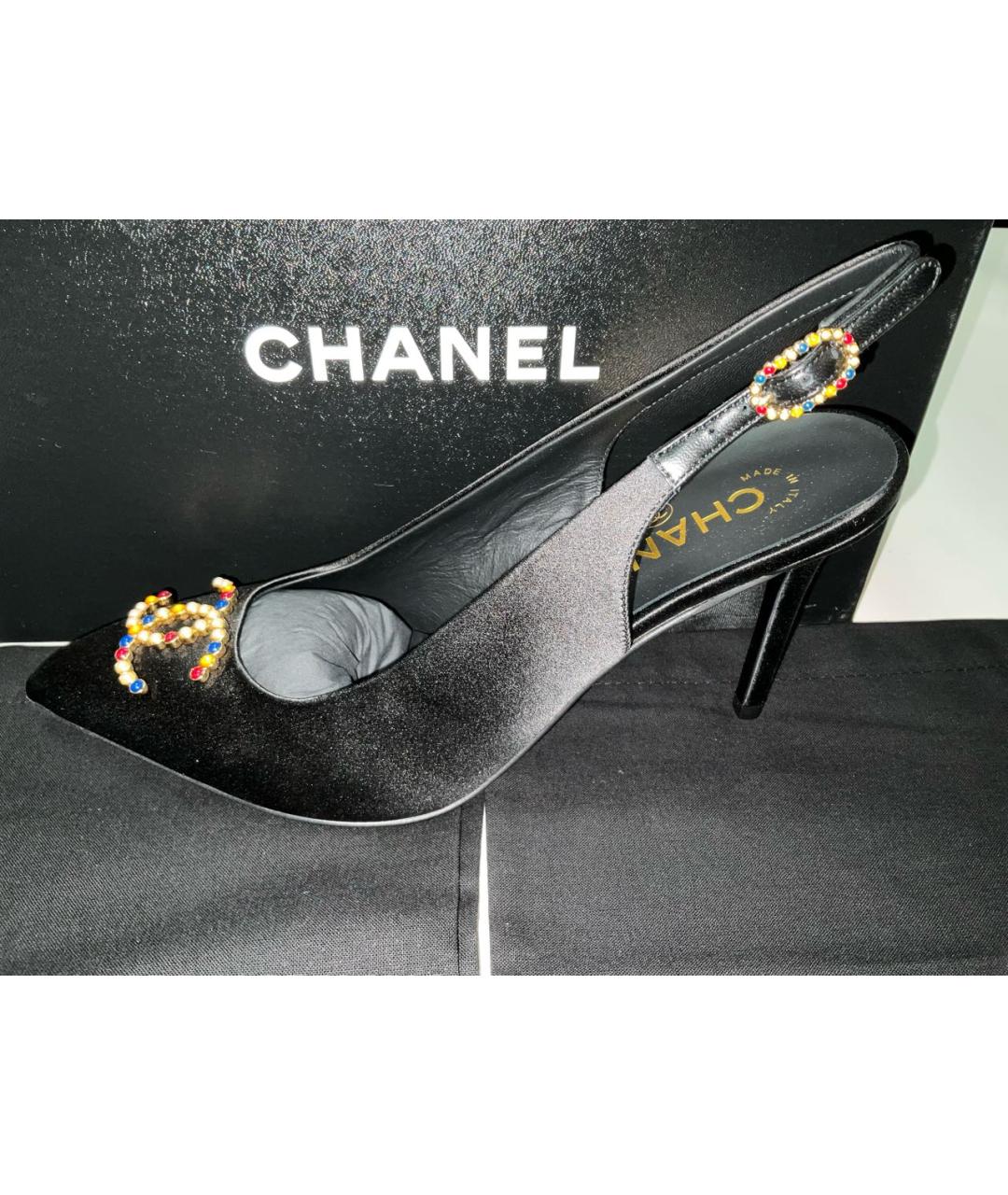 CHANEL PRE-OWNED Черные текстильные туфли, фото 9