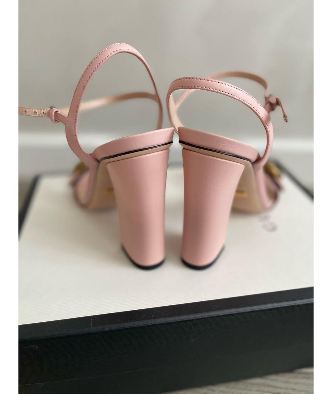 GUCCI Розовые кожаные босоножки, фото 3