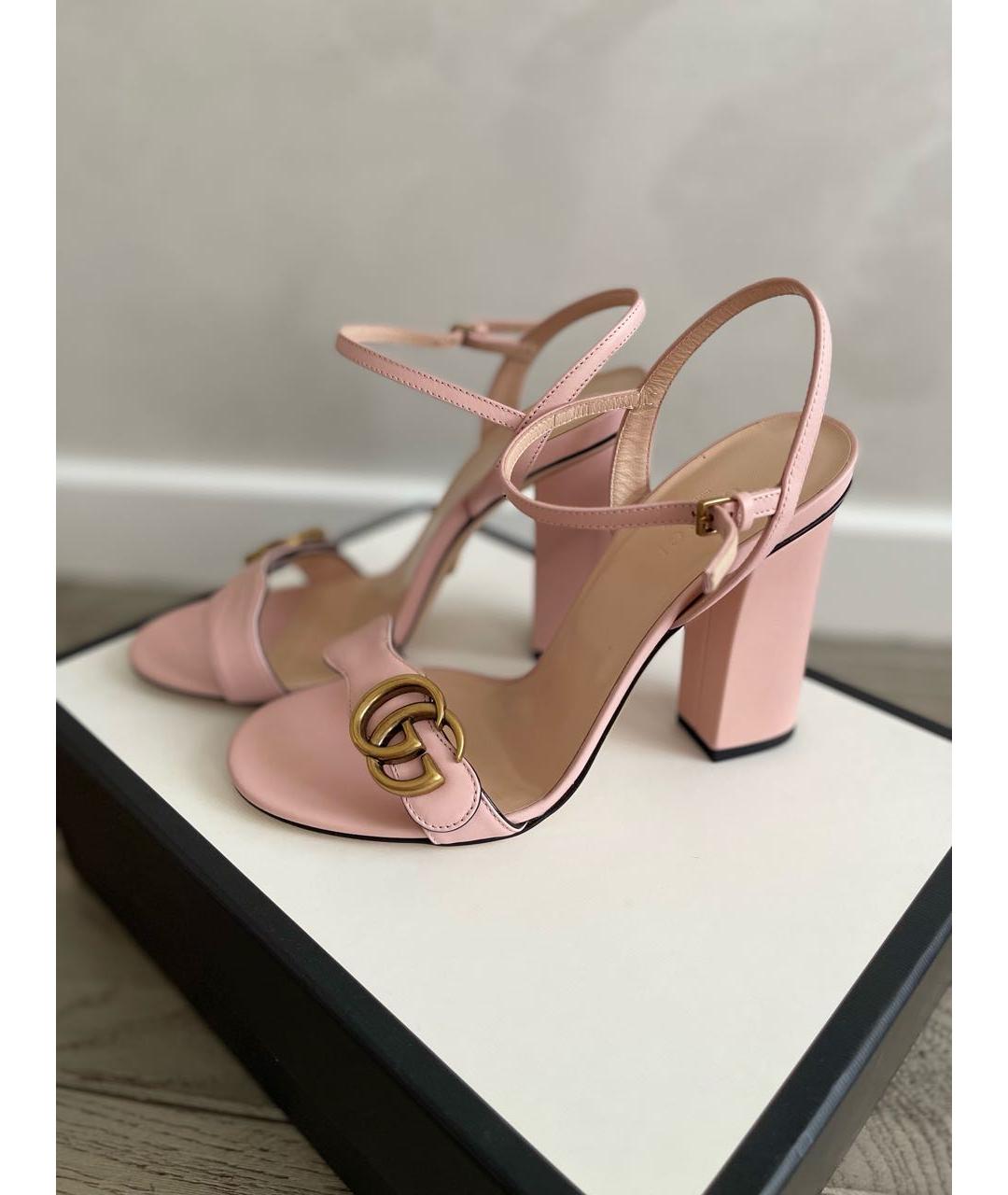 GUCCI Розовые кожаные босоножки, фото 5