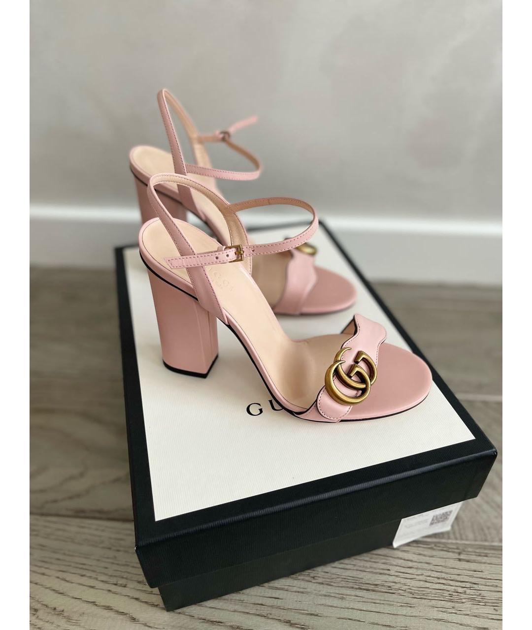 GUCCI Розовые кожаные босоножки, фото 9