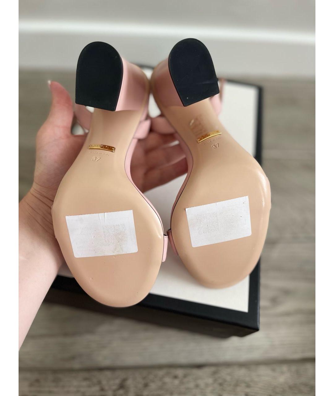 GUCCI Розовые кожаные босоножки, фото 4