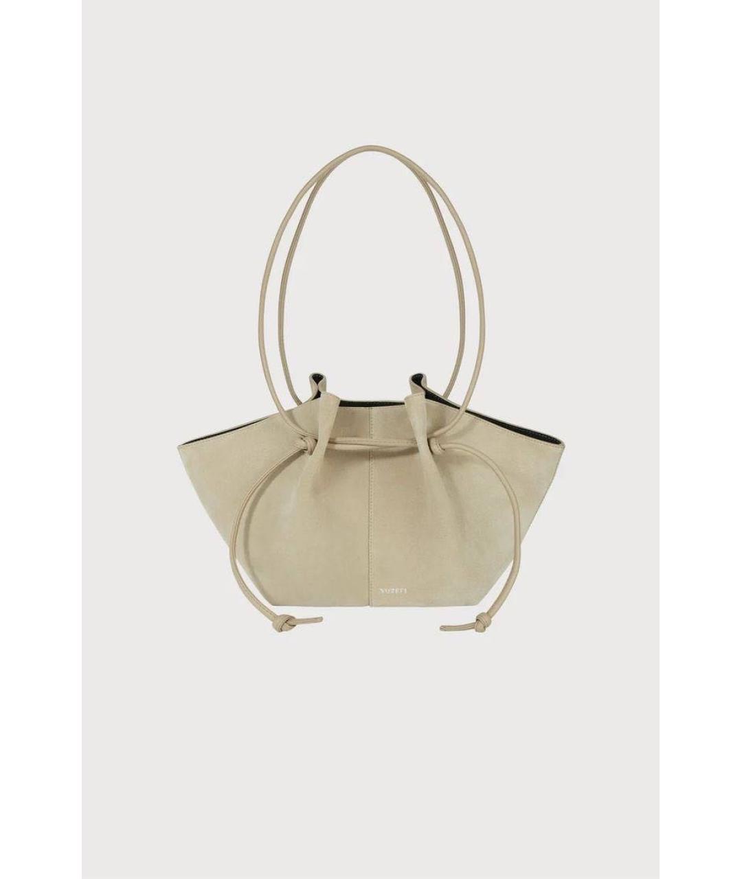 YUZEFI Бежевая замшевая сумка тоут, фото 9