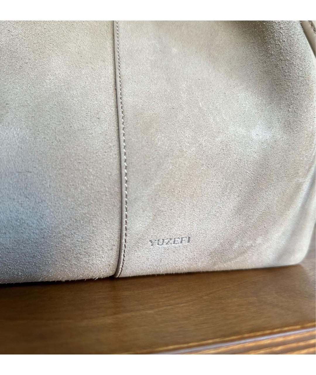 YUZEFI Бежевая замшевая сумка тоут, фото 6