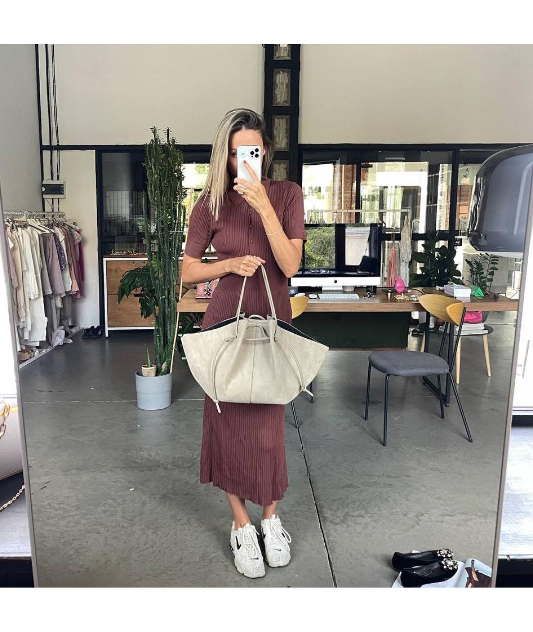 YUZEFI Бежевая замшевая сумка тоут, фото 7