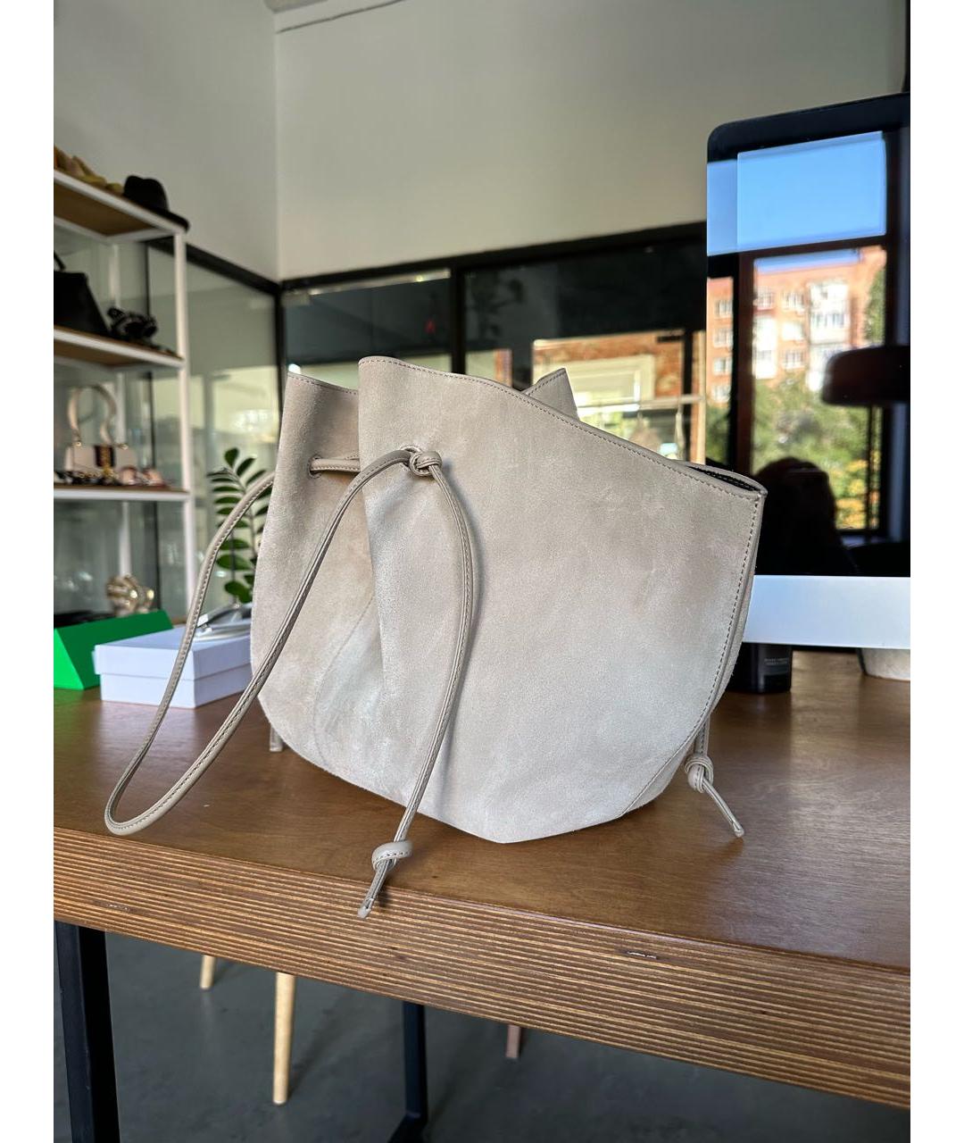 YUZEFI Бежевая замшевая сумка тоут, фото 2