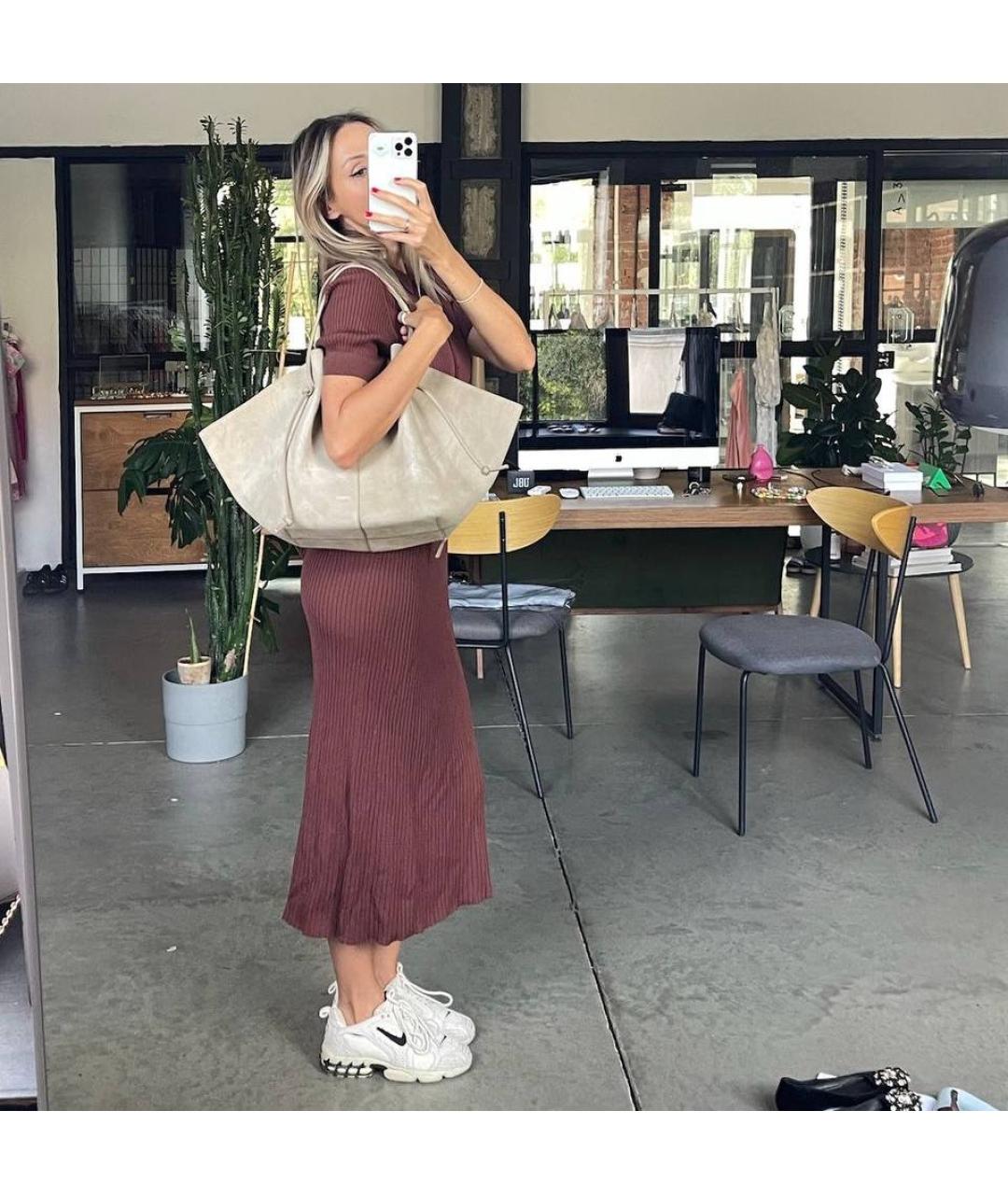 YUZEFI Бежевая замшевая сумка тоут, фото 8