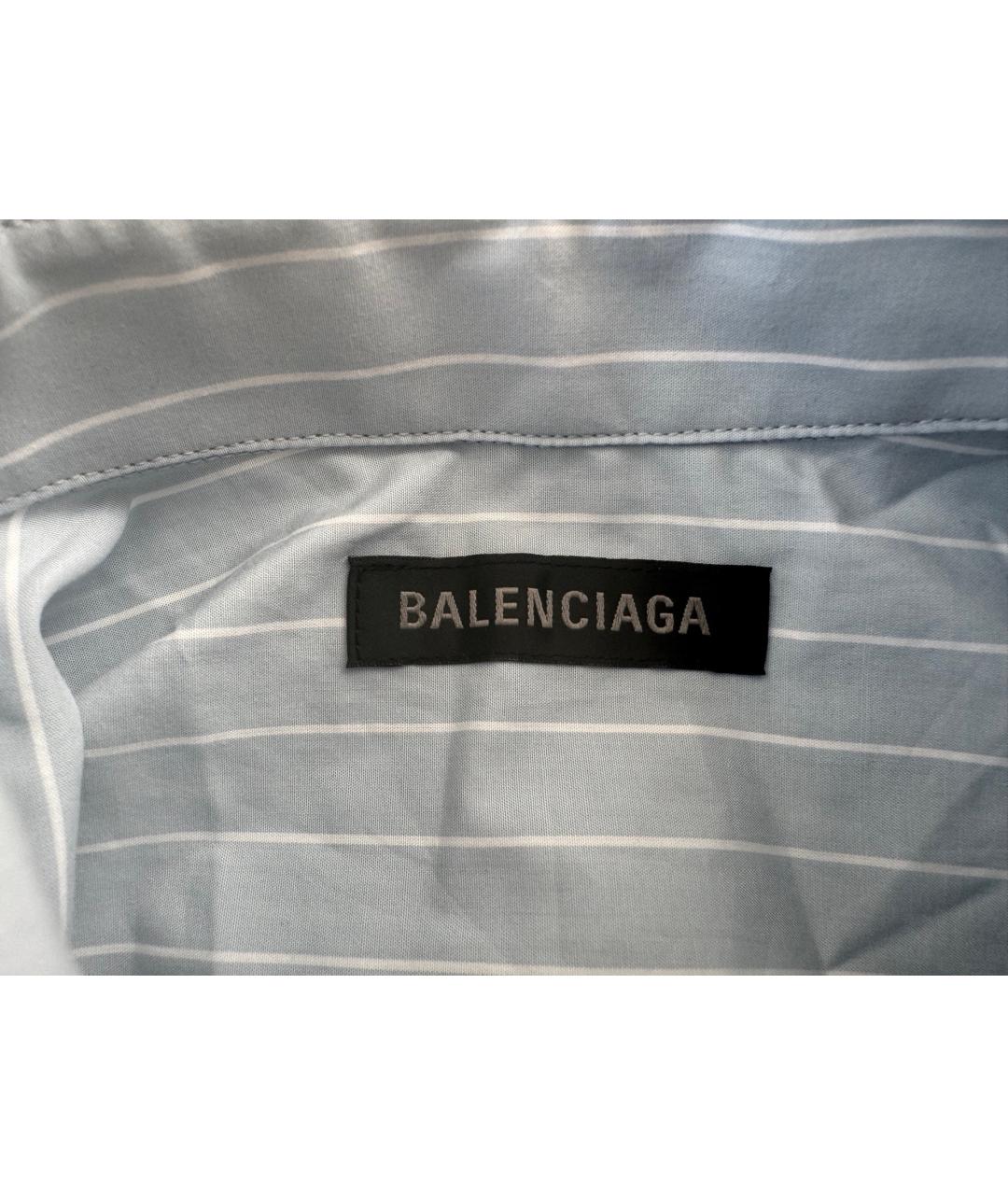 BALENCIAGA Голубая хлопковая рубашка, фото 4