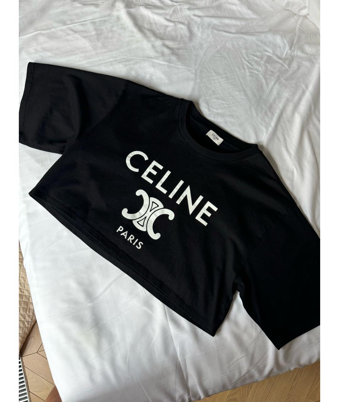 CELINE PRE-OWNED Черная хлопковая футболка, фото 2