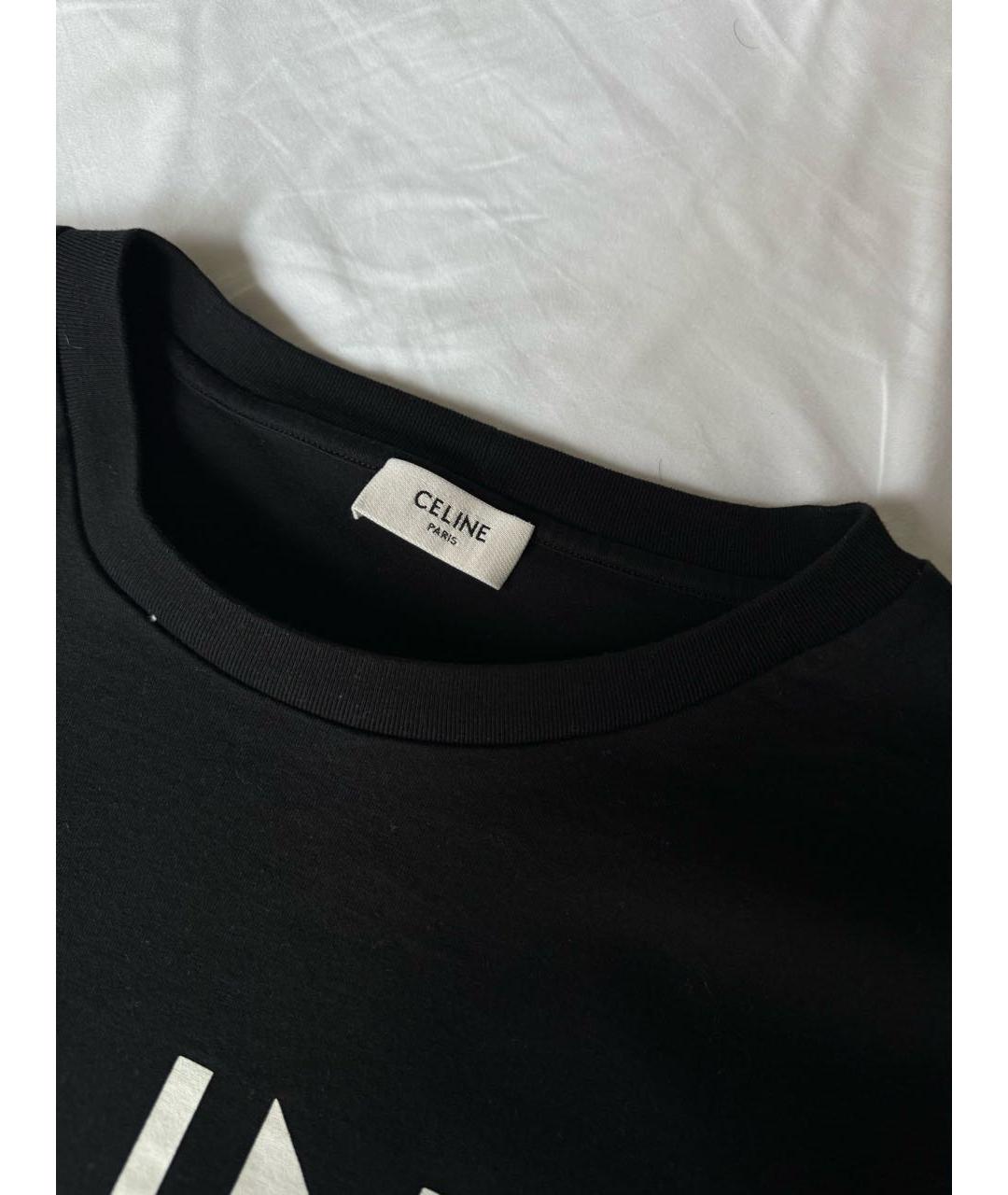 CELINE PRE-OWNED Черная хлопковая футболка, фото 3