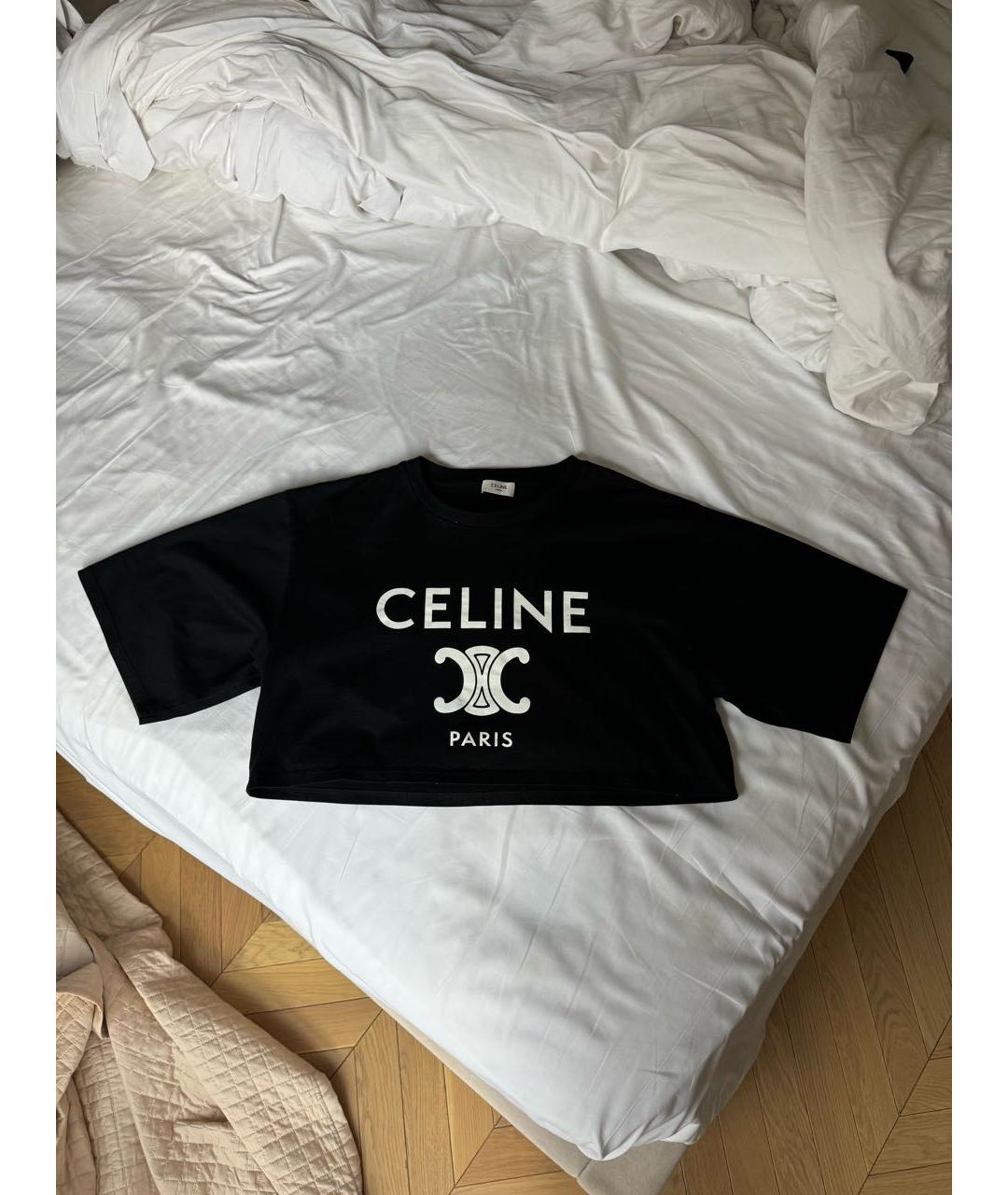 CELINE PRE-OWNED Черная хлопковая футболка, фото 8