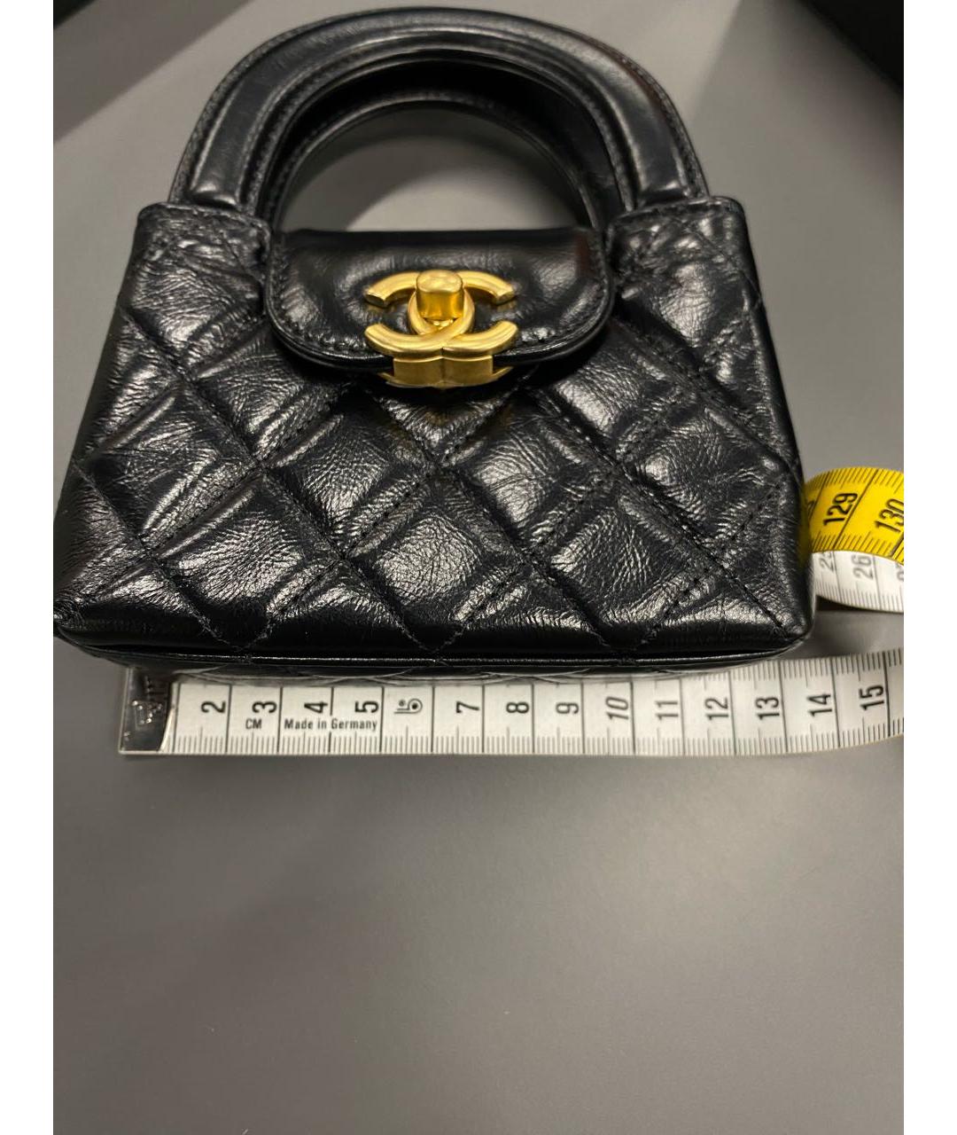 CHANEL PRE-OWNED Черная кожаная сумка с короткими ручками, фото 5