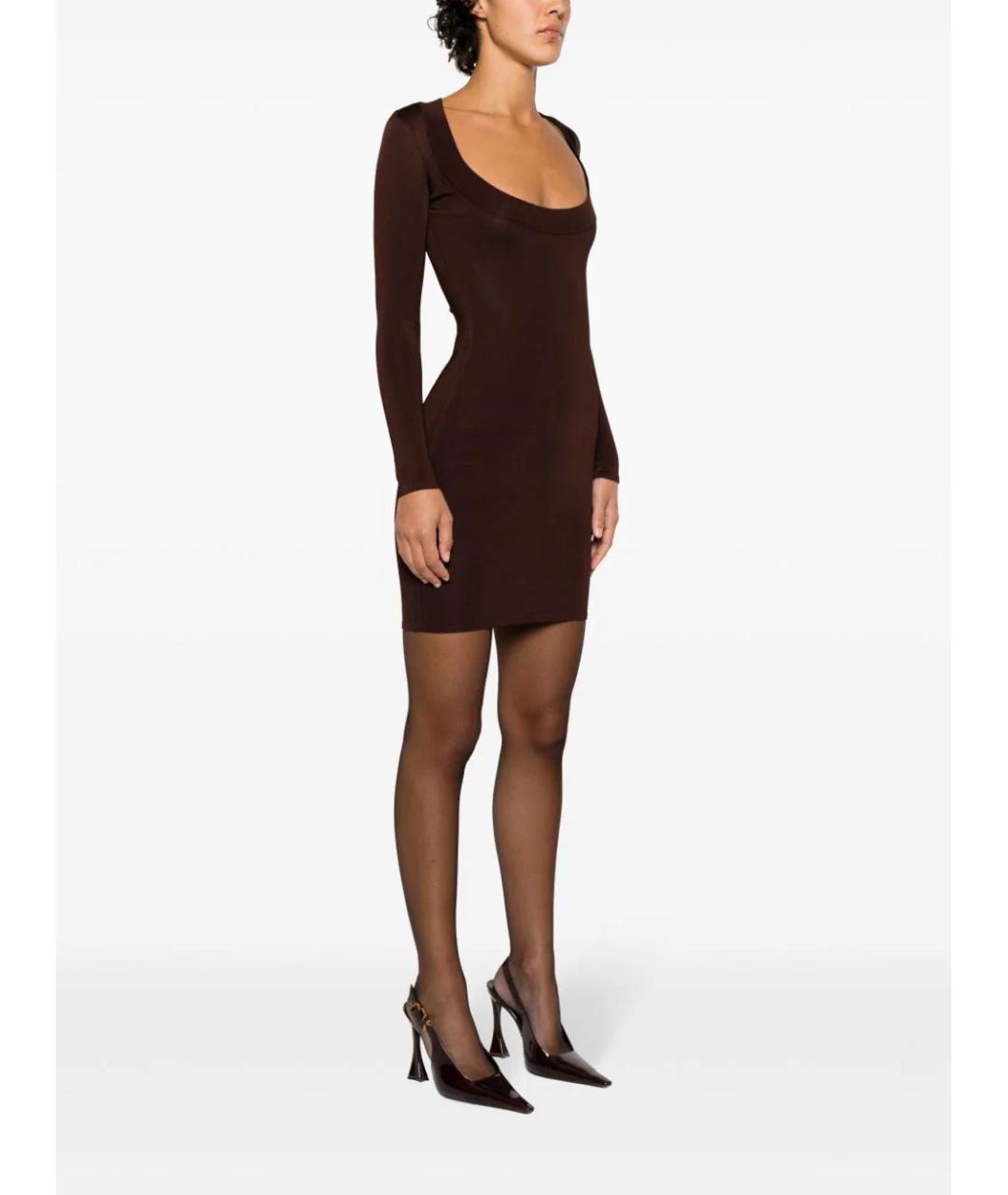 SAINT LAURENT Коричневое вискозное коктейльное платье, фото 3