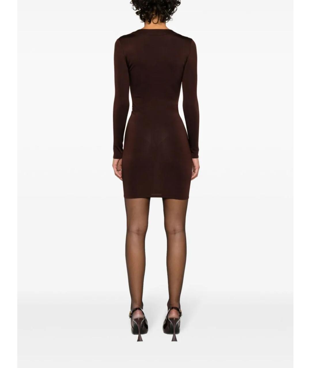 SAINT LAURENT Коричневое вискозное коктейльное платье, фото 4