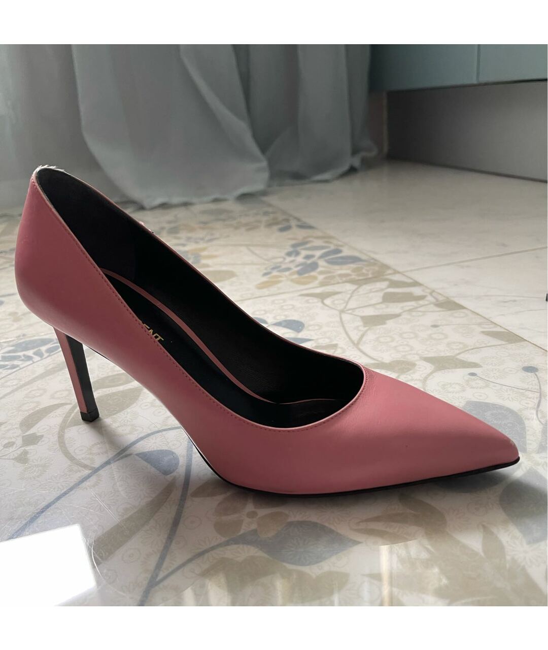 SAINT LAURENT Розовые кожаные туфли, фото 7