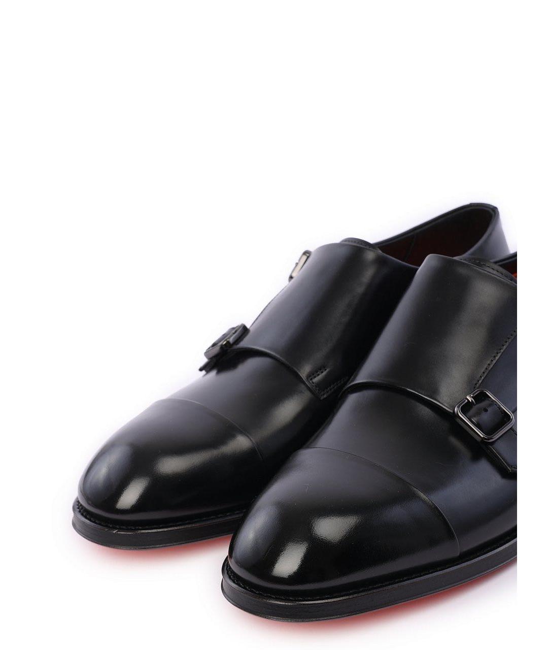 SANTONI Черные кожаные туфли, фото 6