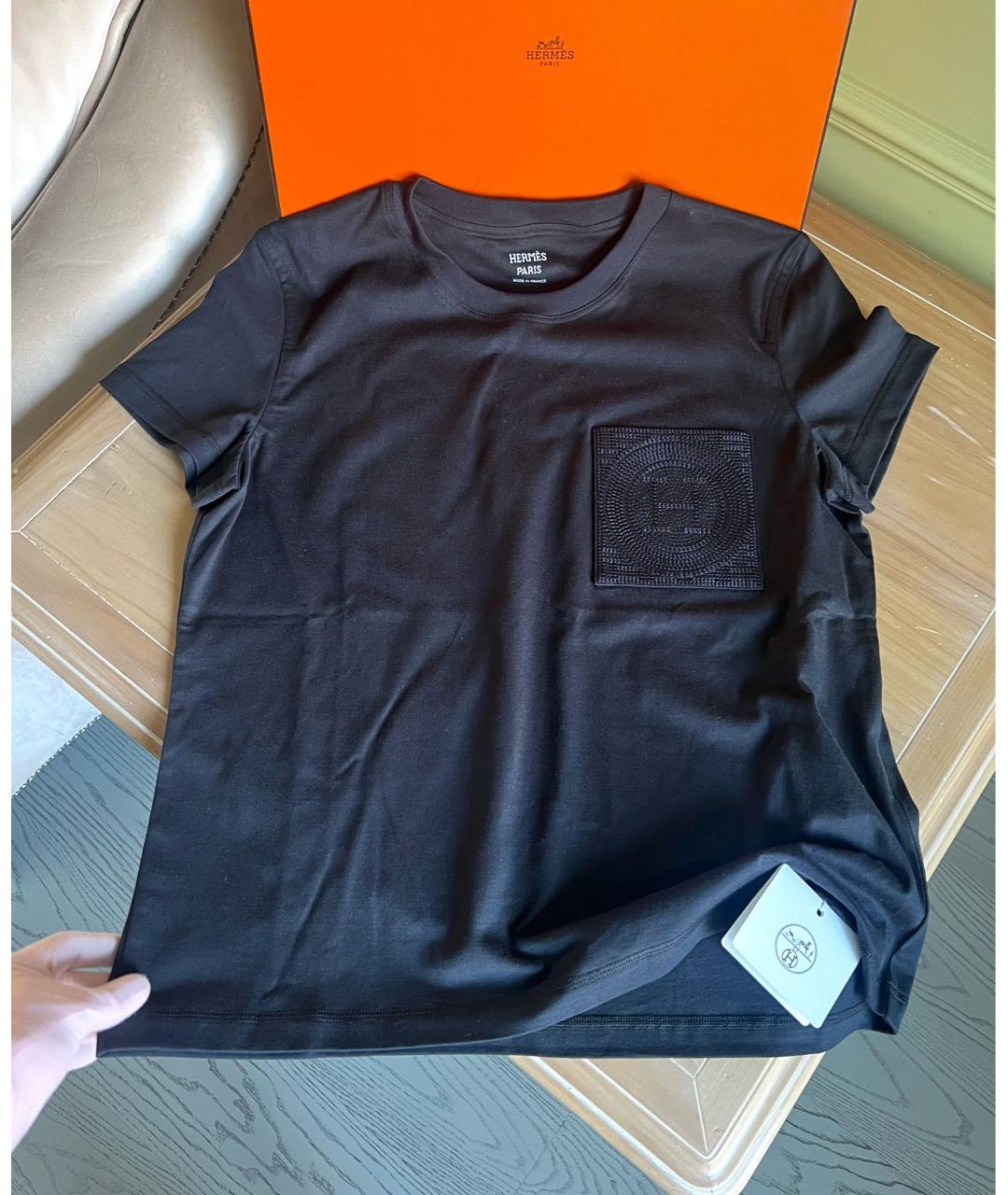 HERMES PRE-OWNED Черная хлопковая футболка, фото 2