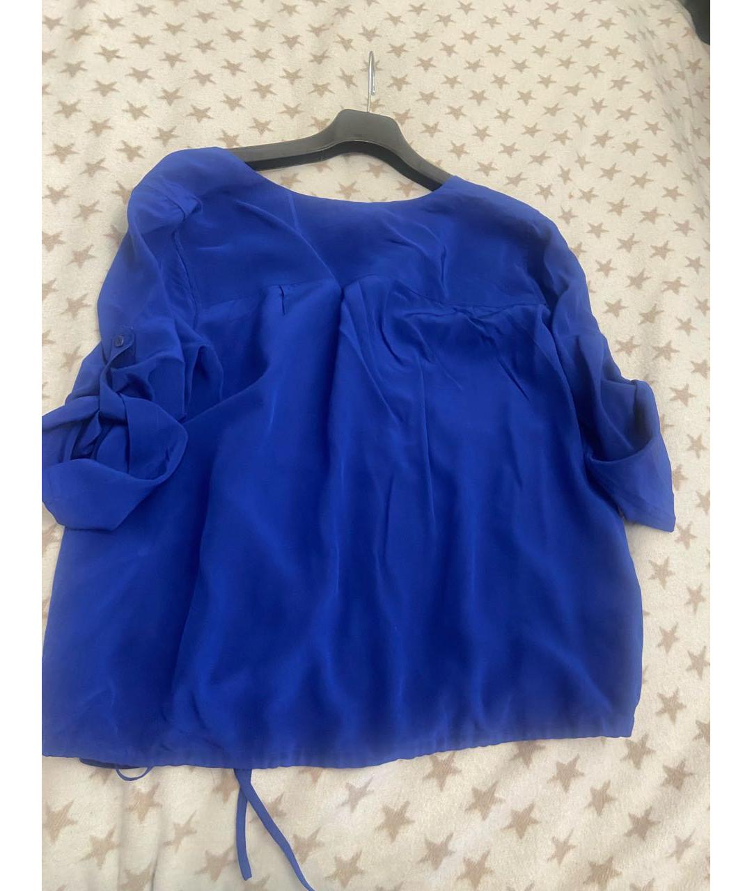 BCBG MAXAZRIA Синяя шелковая блузы, фото 6