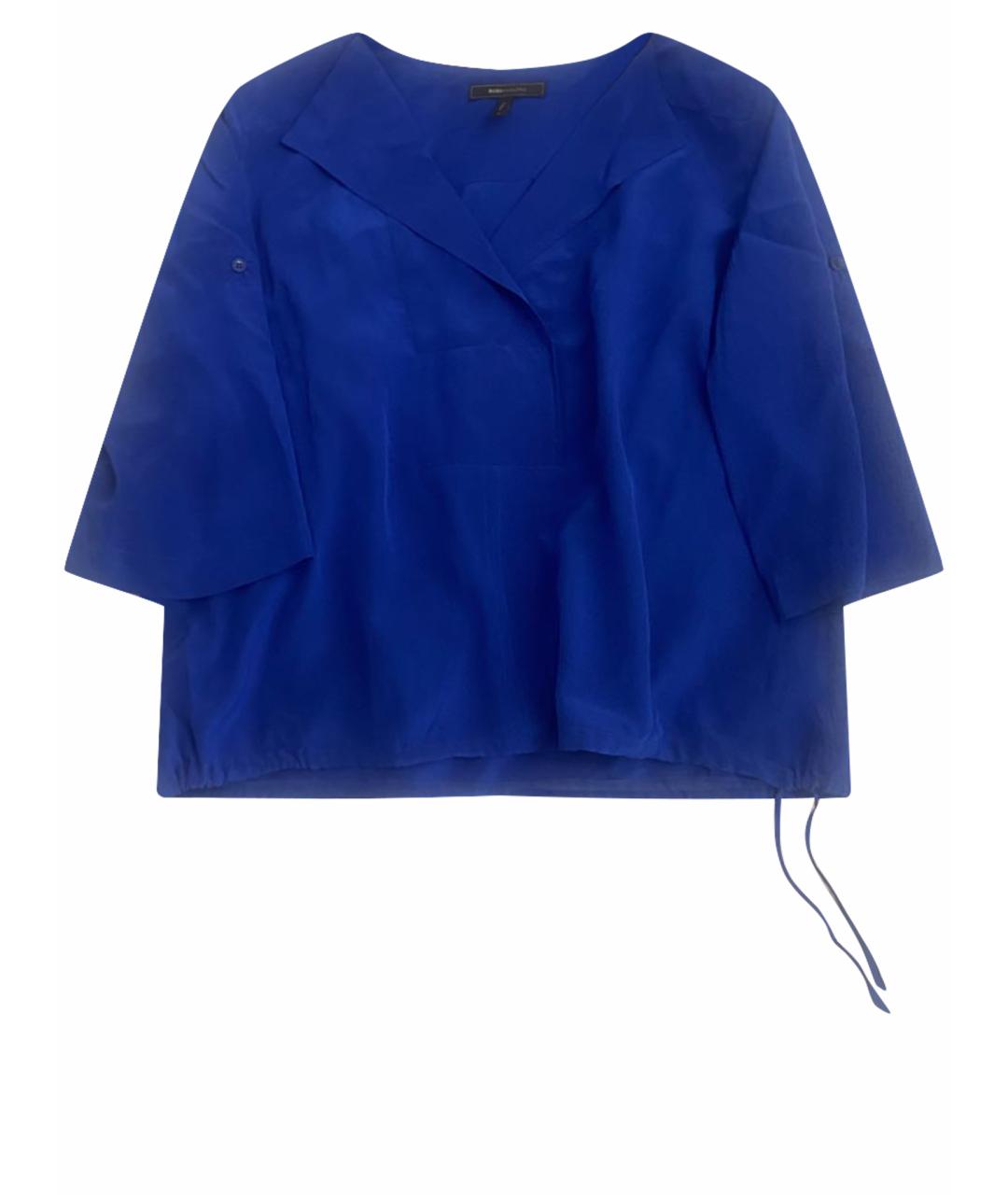 BCBG MAXAZRIA Синяя шелковая блузы, фото 1