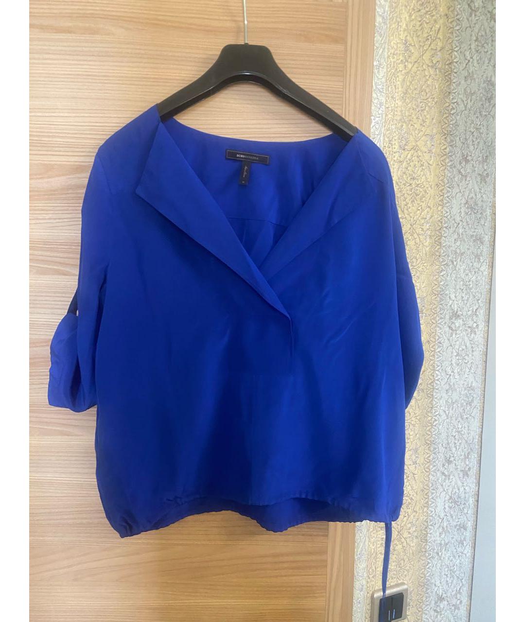 BCBG MAXAZRIA Синяя шелковая блузы, фото 7