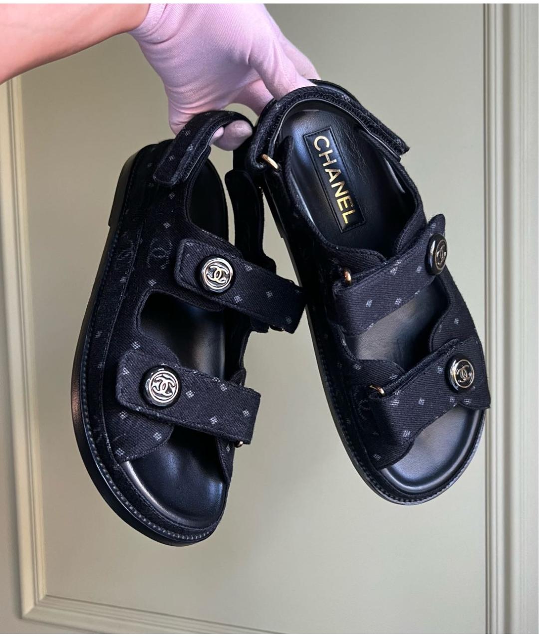CHANEL PRE-OWNED Черные сандалии, фото 4