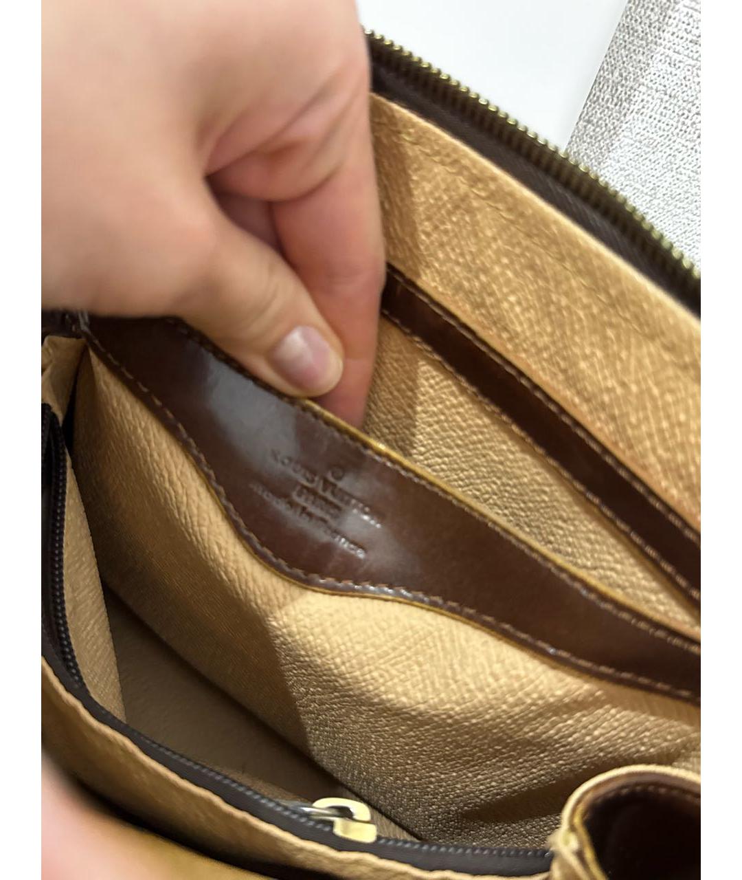 LOUIS VUITTON Коричневая кожаная сумка с короткими ручками, фото 8