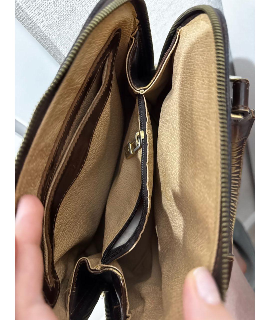 LOUIS VUITTON Коричневая кожаная сумка с короткими ручками, фото 4