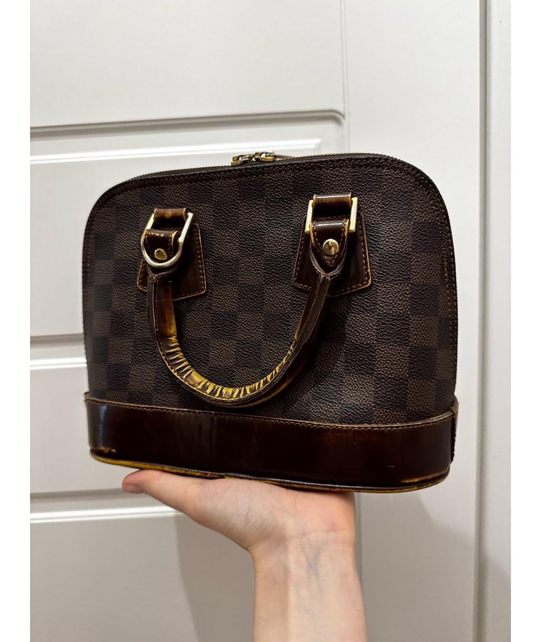 LOUIS VUITTON Коричневая кожаная сумка с короткими ручками, фото 2