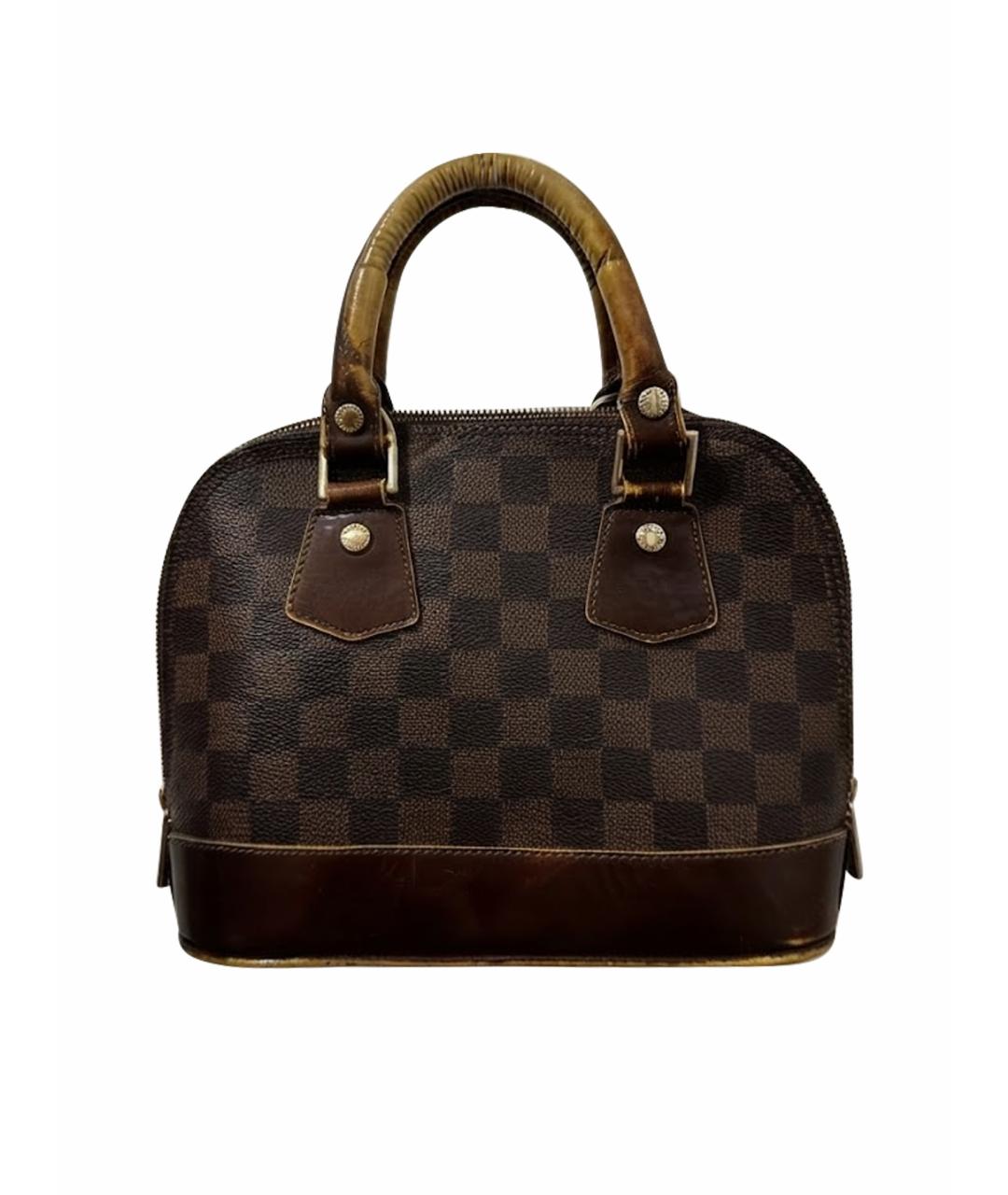 LOUIS VUITTON Коричневая кожаная сумка с короткими ручками, фото 1