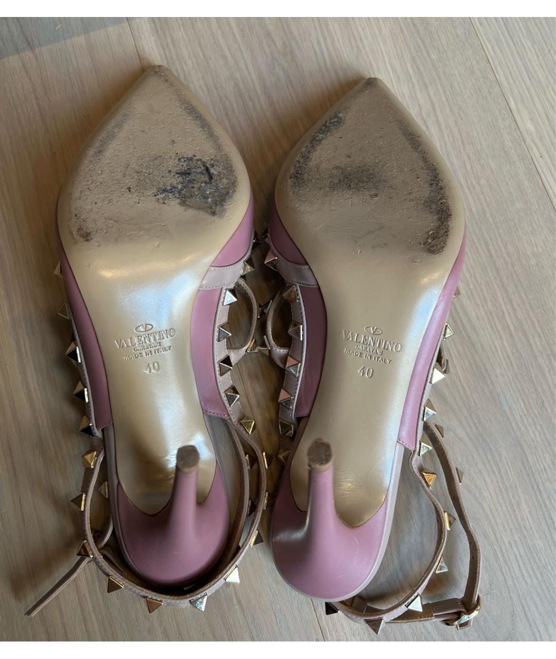 VALENTINO Розовые кожаные босоножки, фото 5