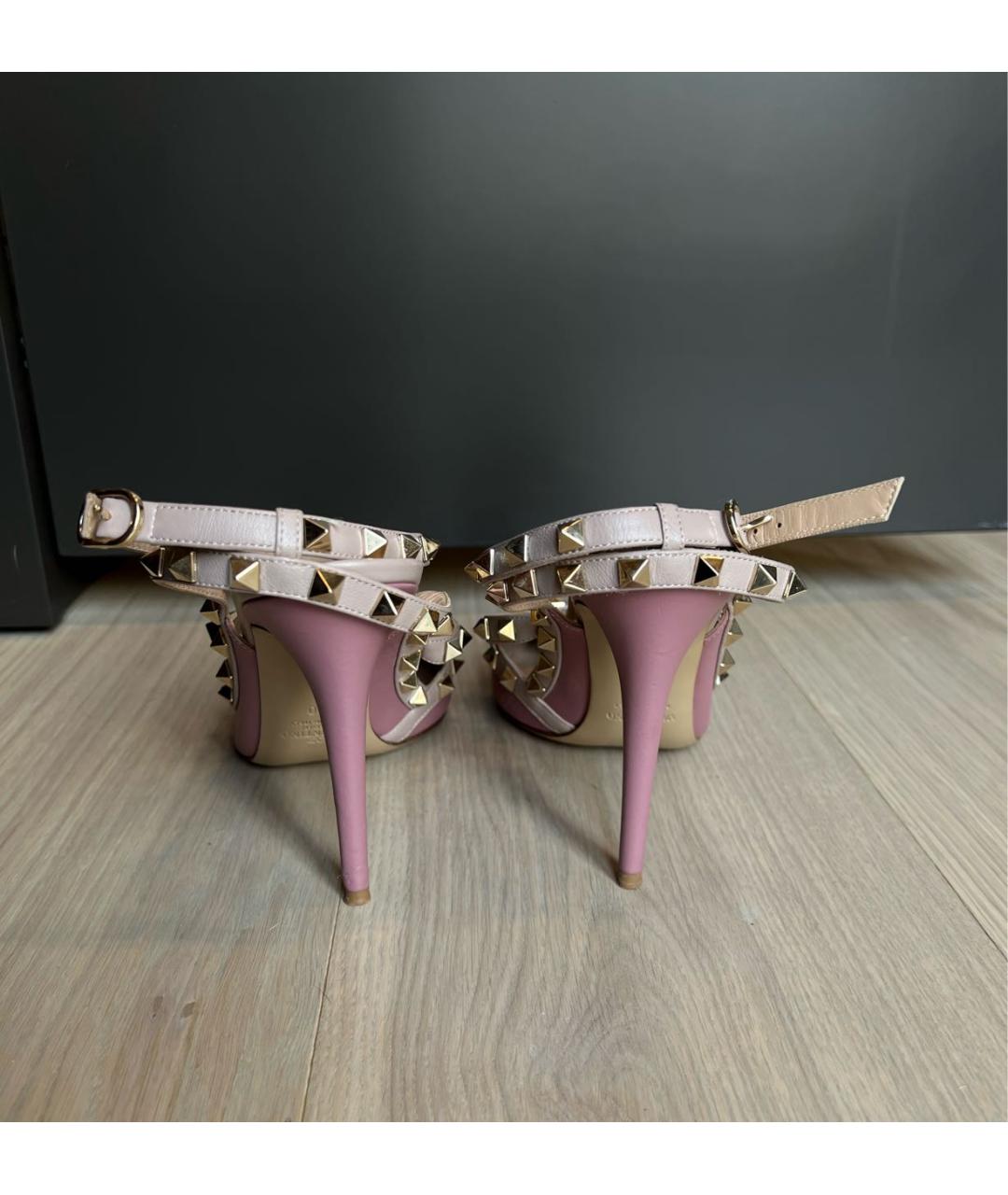 VALENTINO Розовые кожаные босоножки, фото 3